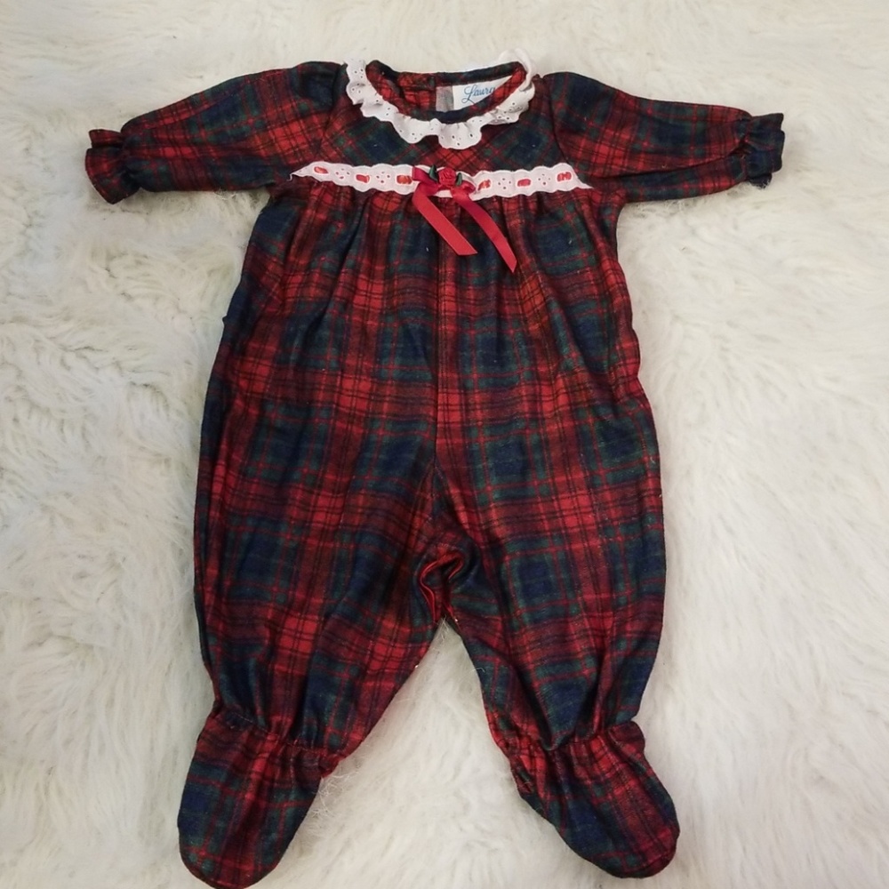 Laura Dare Red Plaid Christmas Sleeper Size 3 Mons